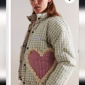 NWT ASUNSOLO Gingham Heart Jacket
